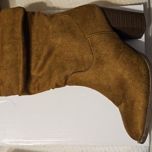 Pink Lily Coffee Stretch Suede pull on boot